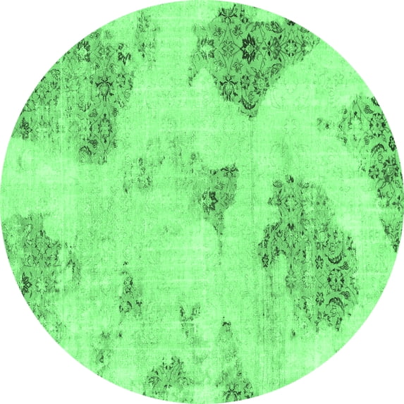 Ahgly Company Indoor Round Abstract Emerald Green Modern Area Rugs, 8' Round