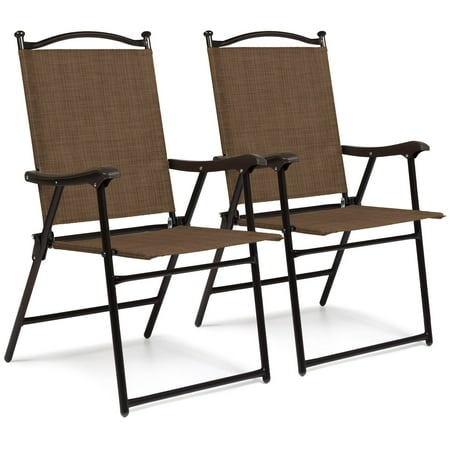 Best Lawn Chair Best Choice Products Set of 2 Outdoor Mesh Fabric Portable Folding Sling Back Chairs for Backyard, Picnics, Beach, Camping, Patio, Porch, Garden, Pool w/ UV-Resistance - Brown ()