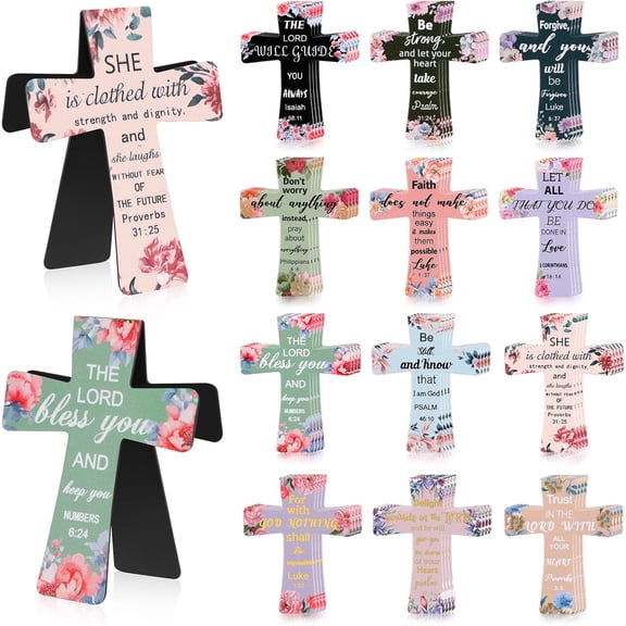 Ngardk 12 pcs Magnetic Cross Bookmarks Gifts, Christian Magnetic Bookmarks for Women, Cross Bookmarks for Bible
