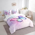 thumbnail image 3 of Manfei Dreamy Butterfly Child Twin Bedding Sets 7-Piece, Pink Watercolor Art Bedding Comforter Set, Romantic Anniversary Reversible Sheet Sets, Luxury Bedroom Decor, 3 of 7