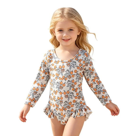 Kids Swimsuits One Piece, 2T Bathing Suit Toddler Girls Toddlers Rash Guard Sets Quick Dry Girls' Swimwear Tropical Tankini Bathing Suits for Girl