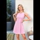 thumbnail image 5 of Vestido Mini de Fiesta con Cuello Redondo y Mangas , Color Rosa, Talla XL, 5 of 6