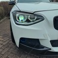 thumbnail image 2 of Para BMW F20 F21 2 piezas ABS brillante faros delanteros cejas malvadas párpados 116d 118i 120i 120d M135i M140i 2011-2019 Pre-Lci pegatinas 3D, 2 of 5