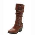 thumbnail image 2 of BRGZLK Leather Face High Boots Thick Heels High Heels Belt Buckles Women's Boots Fashionable Knight Boots, 2 of 4