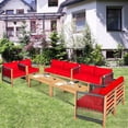 thumbnail image 2 of Costway 8 PCS Wood Outdoor Patio Furniture Set with Cushions White Red Cushion Cover Sets Red, 2 of 10