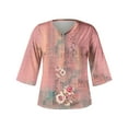 thumbnail image 5 of LEAVINGSUO Long Blouses for Women Women's Fashion V-Neck Three Quarter 3/4Sleeve T Shirt AutumnBlouse Tops Sweatshirt, 5 of 5