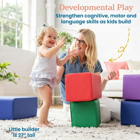 ECR4Kids SoftZone Toddler Foam Building Blocks, Assorted, 7-Piece