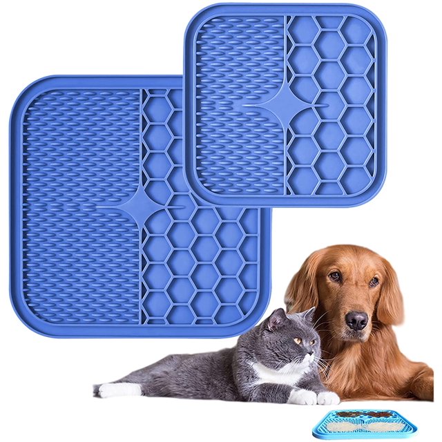 Almohadilla para lamer perros, 2 alfombrillas para lamer perros, alimentador lento para bocadillos, yogur de mantequilla de maní, reduce el aburrimiento de la ansiedad para el entrenamiento de mascota JFHHH pequeña