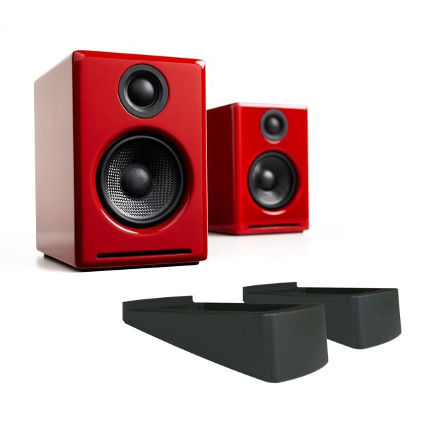 Audioengine A2+ Wireless Red Speakers w/DS1 Desktop Stands