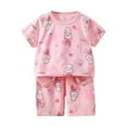 thumbnail image 1 of TTUHYWXI Ensemble Garçon à Manches Courtes avec Short Confortable et Respirant Mode Décontractée Dessin Animé Enfants Ensemble à Manches Courtes (Rose, 7-8 Ans), 1 of 3