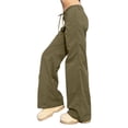 thumbnail image 5 of nvzhuang Women's Wide Leg Trousers Solid Color Button Closure Leisure Pocket Pants Streetwear, 5 of 9