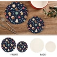 thumbnail image 4 of SKYSONIC 2Pcs Trivet Pot Holder, Christmas Gingerbread Cookies Candy Round Woven Potholders Set Cotton Braided Hot Pads Coasters Table Mats for Cooking and Baking, 4 of 7