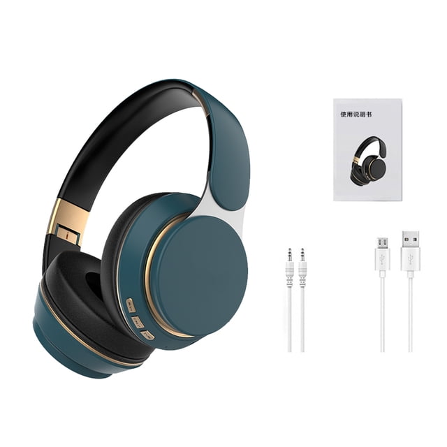 Auriculares Bluetooth 5.0 Entrada de audio de 3,5 mm Auriculares inalámbricos Auriculares plegables recargables, Azul Jumpingount EL001463-04B