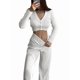 thumbnail image 3 of Traje Informal de Dos Piezas para Mujer, de Punto Liso, con Aberturas, Larga, Botones y Pantalones de Cintura Alta. M, 3 of 9
