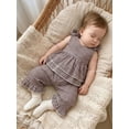 thumbnail image 2 of Loicainy Baby Toddler Girls 2 Piece Outfits 6 12 18 24 Months 2T 3T 4T 5T Plaid Sleeveless Round Neck Ruffled Tops and Pants Kids Clothes Set, 2 of 9
