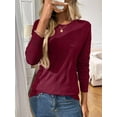 thumbnail image 5 of Women'S Soft Knit Sweater Fall Dressy Casual Pullover Tops Wine Red L, 5 of 6