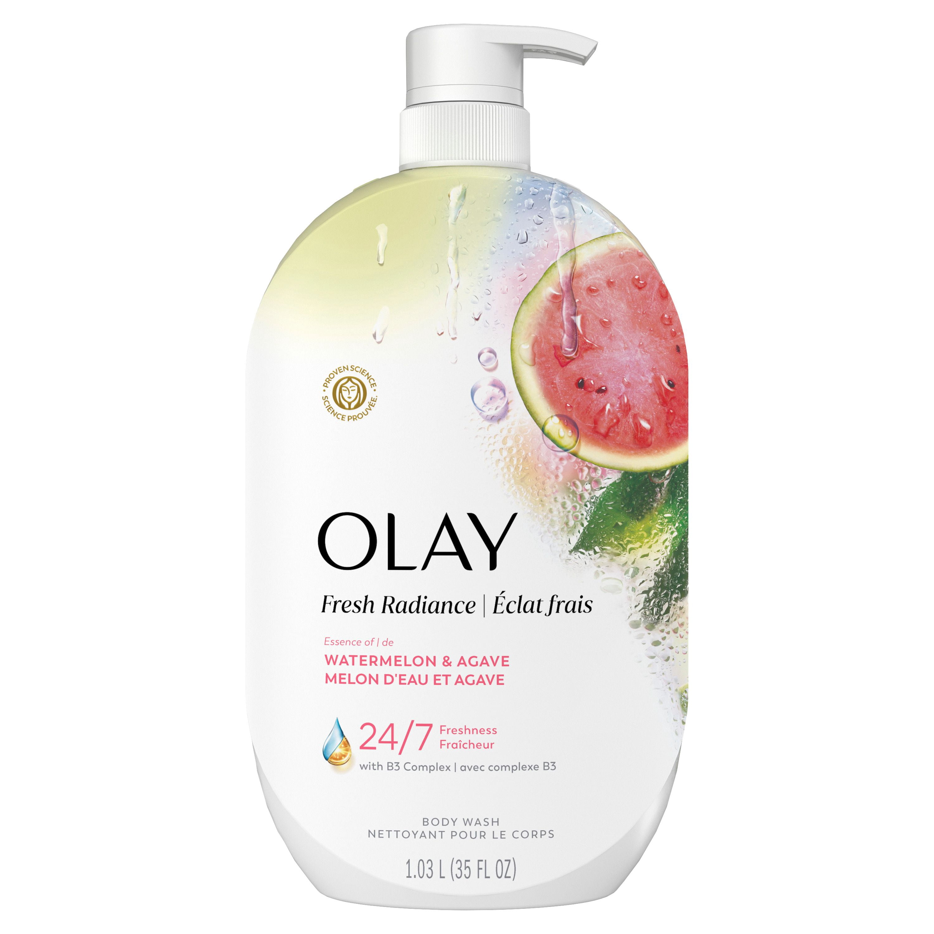 Olay Éclat Frais Nettoyant pour le Corps à l'Essence de Melon d'Eau et d'Agave, Vitamine B3 et Mélange d'Antioxydants