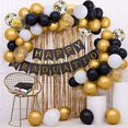 thumbnail image 2 of 72 Pack Black Gold Confetti Balloons Kit, 12 Inch Black Gold White Balloons and Gold Confetti Balloons with Balloon Ribbons for Graduation Birthday Wedding Baby Shower Party Decorations Black White, 2 of 5