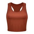 thumbnail image 2 of DuoJiaJ Basic Crop Tank Tops Women Sleeveless Racerback Crop Sport Top Women Vest Brown S, 2 of 4