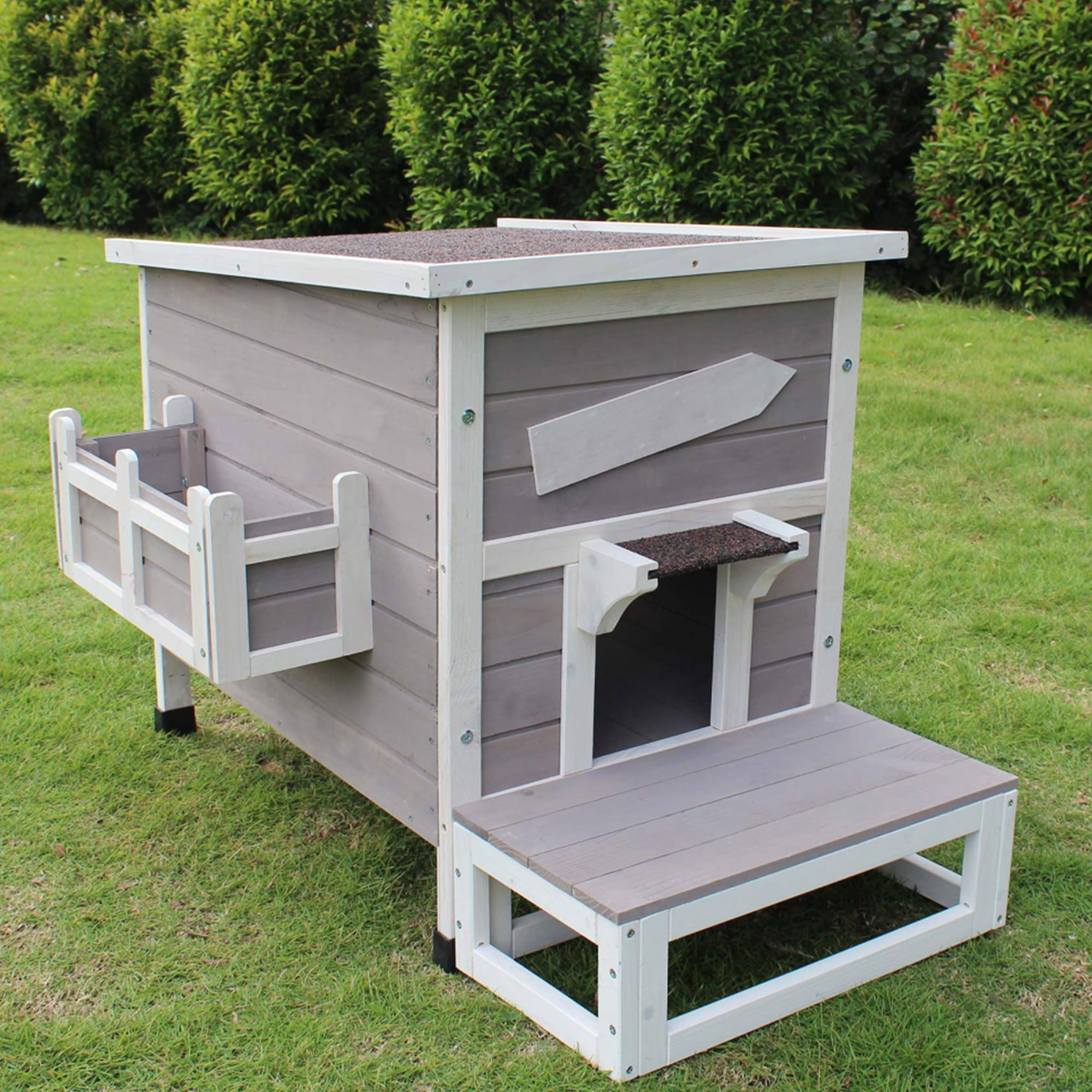 Rockever Outdoor Cat House with Escape Door Rainproof Outside Kitty