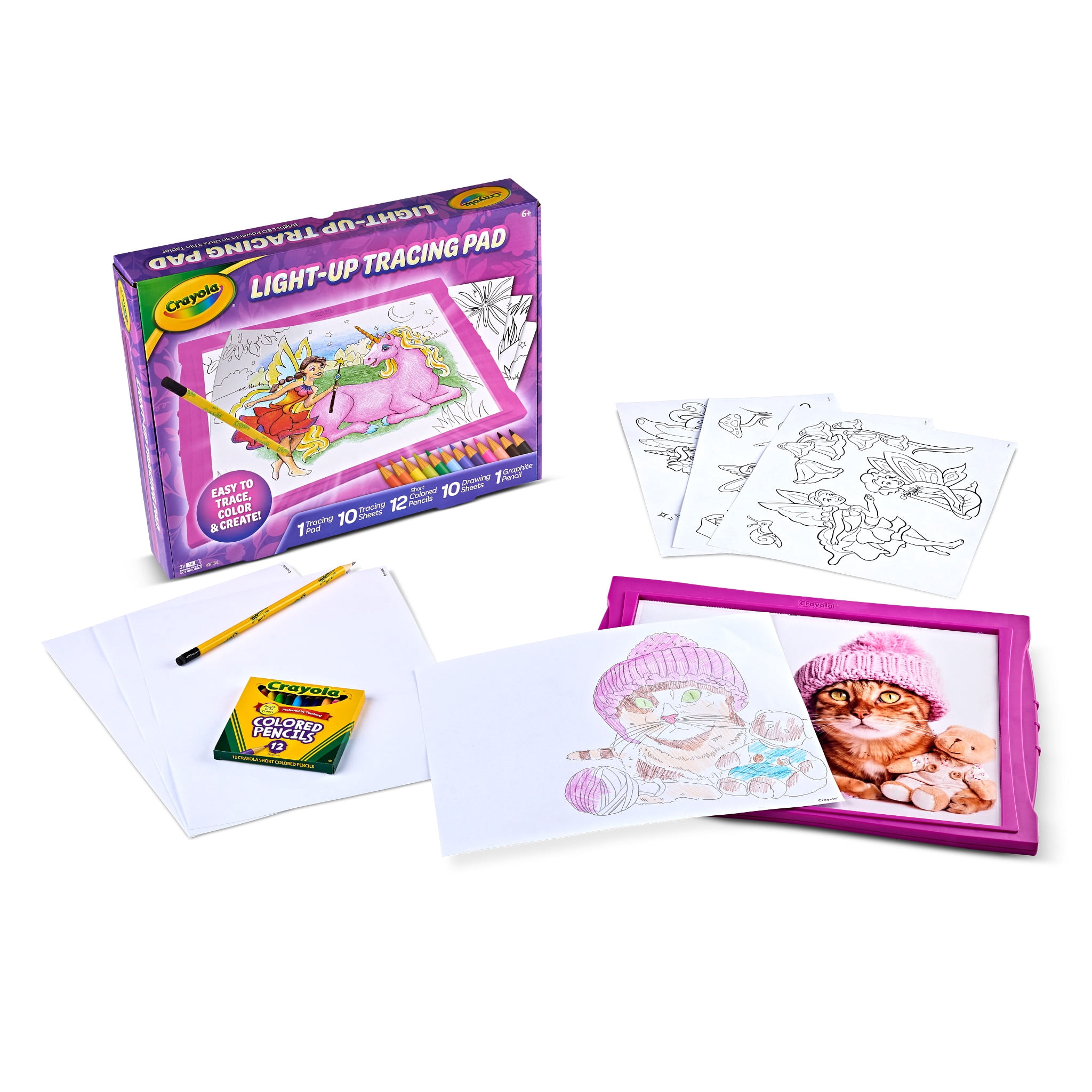 Crayola Light-Up Tracing Pad, Pink, Colored Pencils, Learn How to Draw, Arts & Craft Supplies, Toy Gift for Kids & Artists, Ages 6, 7, 8, 9