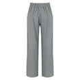 thumbnail image 6 of KALE Women Linen Pants Palazzo Women's Solid Colored Cotton And Button Down Wide Leg Long With Loose Outer Pockets Women Pants Grey, 6 of 9