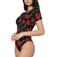 thumbnail image 5 of Cauagu Cherry Women's Crew Neck Round Short Sleeve T Shirts Tops Bodysuit Daily Jumpsuit-X-Large, 5 of 7