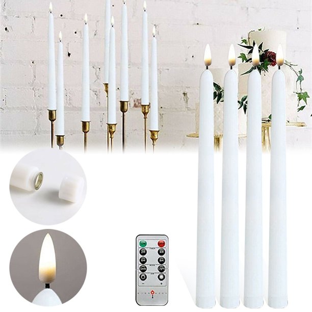 4Pcs Flameless Remote LED Candle Light Bright Flickering Bulb Battery Operated Light Christmas Party New Year Table DecorationLight YellowAustralia He Qiyong unisex