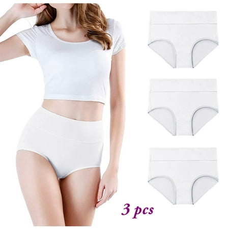 

Women s High Waisted Cotton Underwear Stretch Briefs Soft Full Coverage Panties 3P Please buy one or two sizes up