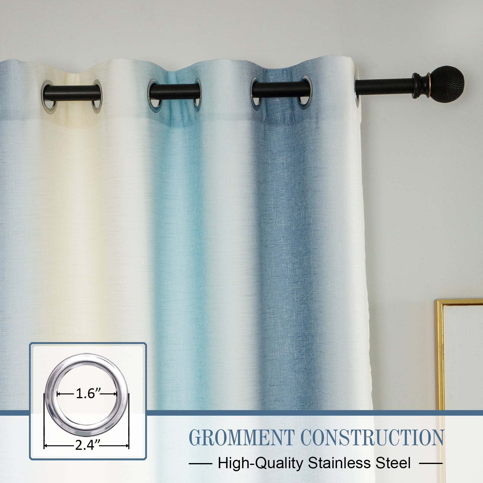 Pleasant Boulevard Classic Collection Faux Linen Blackout Grommet Curtains, 52" x 95", 2 Panels