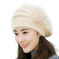 thumbnail image 3 of Womens Flower Knit Crochet Beanie Hat Winter Warm Beret Style Cap, 3 of 6