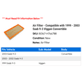 thumbnail image 2 of Air Filter - Compatible with 1999 - 2003 Saab 9-3 Viggen Convertible 2000 2001 2002, 2 of 2