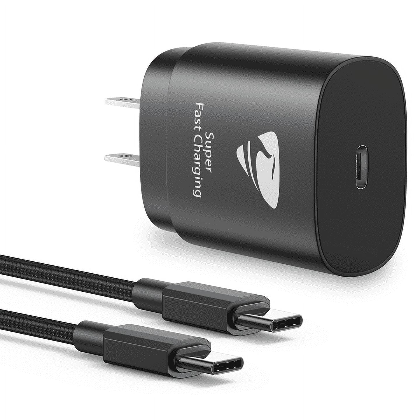 Aioneus USB C Super Fast Wall Charger 25W Type C Charger Fast Charging Block with 6FT Braided USB C Cable, Black