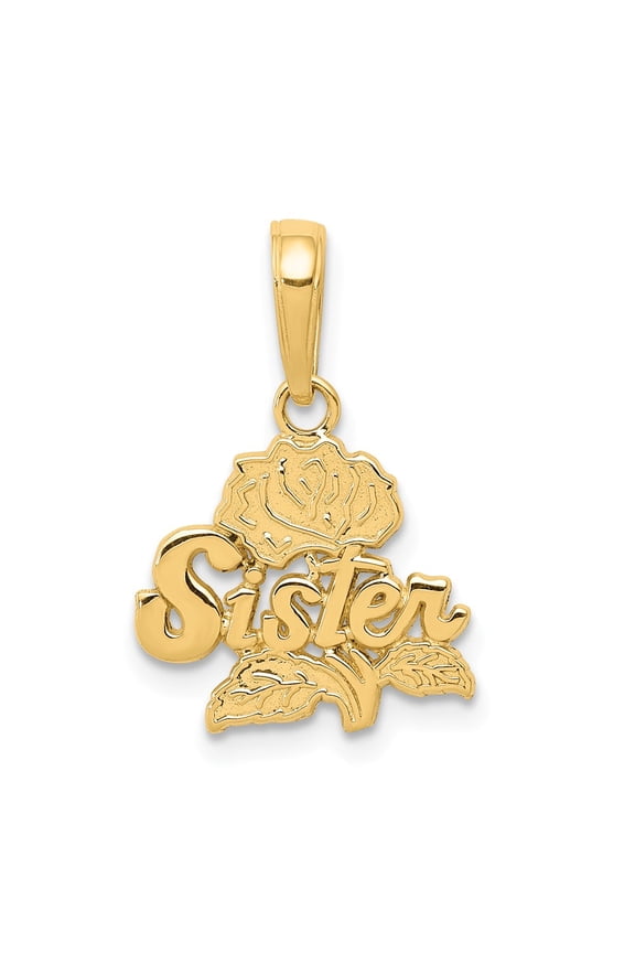 14K Yellow Gold Charm Pendant Themed 18 mm 13 Sister Rose