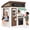 White, variant on Auarte Outdoor Wooden Playhouse for Kids Ages 3 , DIY Themed Toddler Play House with Coffee Set, Cash Register, Flip-Over Bench, Chalkboard, Doorbell