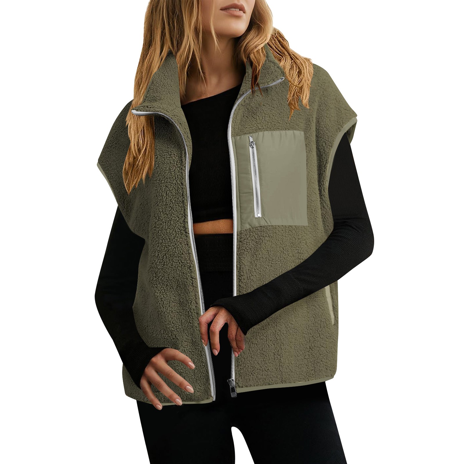 Gilet Matelassé Sans Manches Pour Femme – Réversible Sherpa/polaire, Col Montant, Léger Et Chaud, Idéal Pour Superposer
