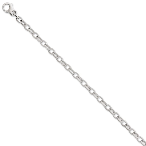 Beautiful 14k White Gold 5.0mm Polished w/Ridged Edges Link Bracelet