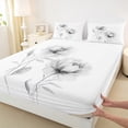 thumbnail image 3 of jejeloiu Country Floral Bed Sheets,Rustic Plant King Sheets,Gray White Sheet Set For Girls Teens,Luxury Bedroom Decor,4-Piece, 3 of 7
