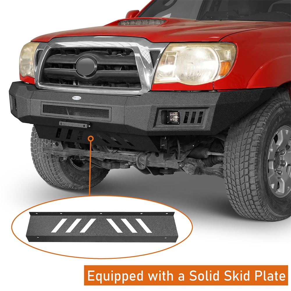 Hooke Road Front Bumper w/ Skid Plate & LED Lights Fit Toyota Tacoma 2005-2011