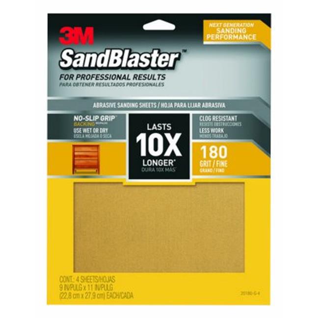 3M SandBlaster Sandpaper 11 in. L 180 Grit Fine 4 pk