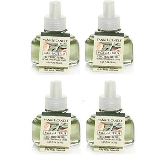 Yankee Candle Sage And Citrus ScentPlug Candle Wax Refill, 4-Pack