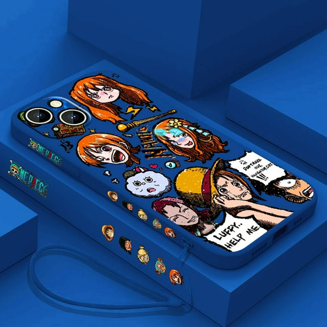 Cartoon O-Ones Pieces Phone Case For Apple iPhone 15 14 13 12 11 Pro Max Plus 8 7 SE Liquid Left Rope Capa Cover