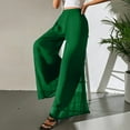 thumbnail image 4 of Lumtrix Women's Chiffon Pleated Wide Leg Pants Baggy Culotte Dressy Casual Palazzo Pants Flowy Loose Beach Trousers Hight Waist Pants Green L, 4 of 5