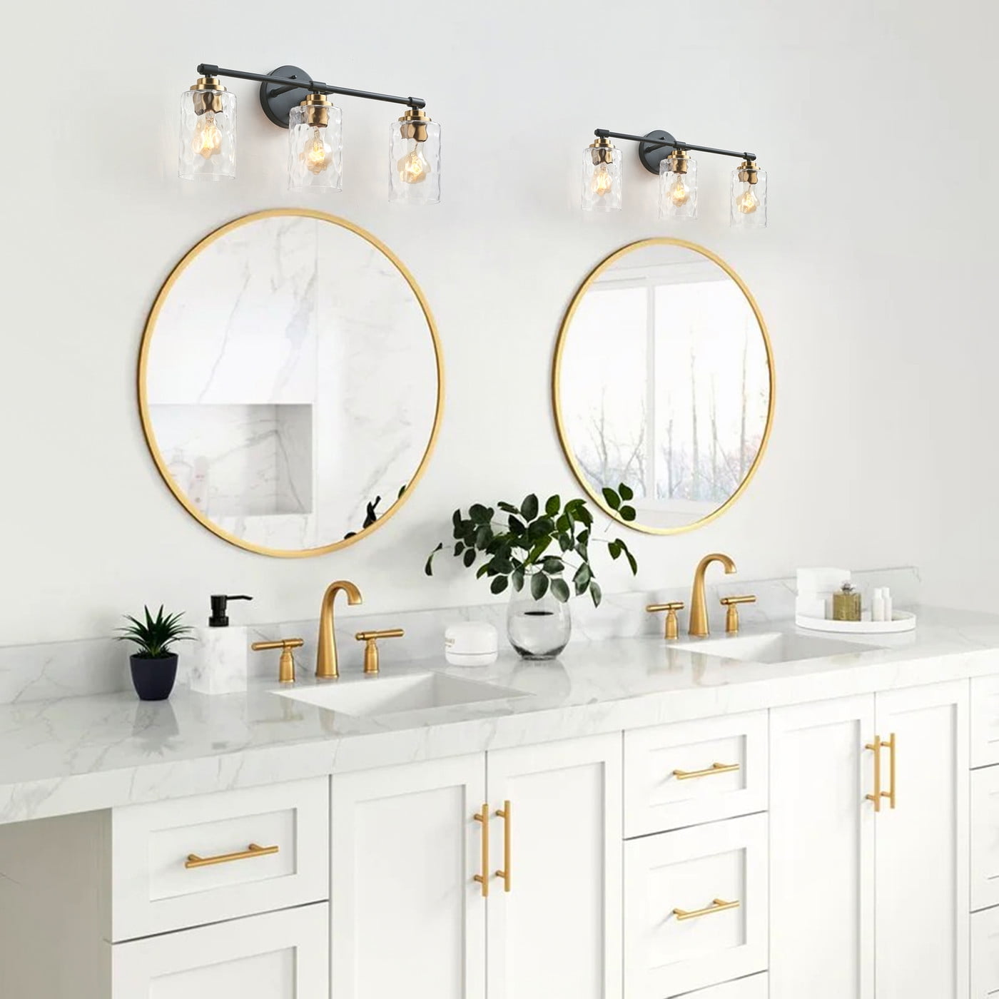 Aiwen 3-Light Stunning Vanity Light Modern Wall Sconce with Crystal Shade Rustic Bathroom Light Fixture over Mirror