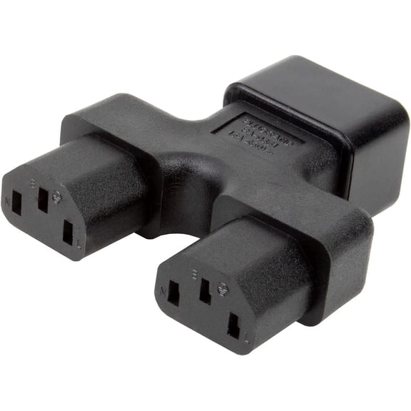 Toptekits IEC 320 C20 to Dual C13 Adapter, IEC 320 C20 Male to 2 x C13 Female Y Splitter AC Power Adapter, 20Amp UPS Male to 13A Female Y Split Power Adapter