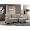 thumbnail image 2 of JERFIT Light Gray Linen Reversible Sleeper Sectional Sofa with Storage Chaise, USB Ports, 2 of 8