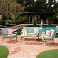 thumbnail image 2 of Noble House Peyton 4 Piece Outdoor Wood Conversation Set in Blue, 2 of 12