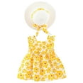 thumbnail image 3 of IBTOM CASTLE Toddler Baby Girls Tutu Dress Summer Sleeveless Backless Princess Casual Birthday Party Dresses Flower Bow Sundress with Straw Hat Set 12-18 Months Yellow Flower + Ruffle, 3 of 4