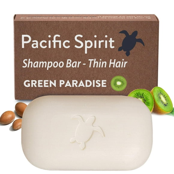 Pacific Spirit Shampoo Bar For Thin Hair With Argan Oil & Kiwi Gentle Foam Natural Green Sls Free Sulfate Free Soap-Free Zero Waste Vegan 3.53 Oz