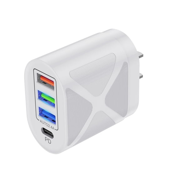 Cargador USB-C de 48 W, cargador de pared USB de 4 puertos para smartphones, 3 USB + 1 USB-C, cabezal de carga de 4 puertos